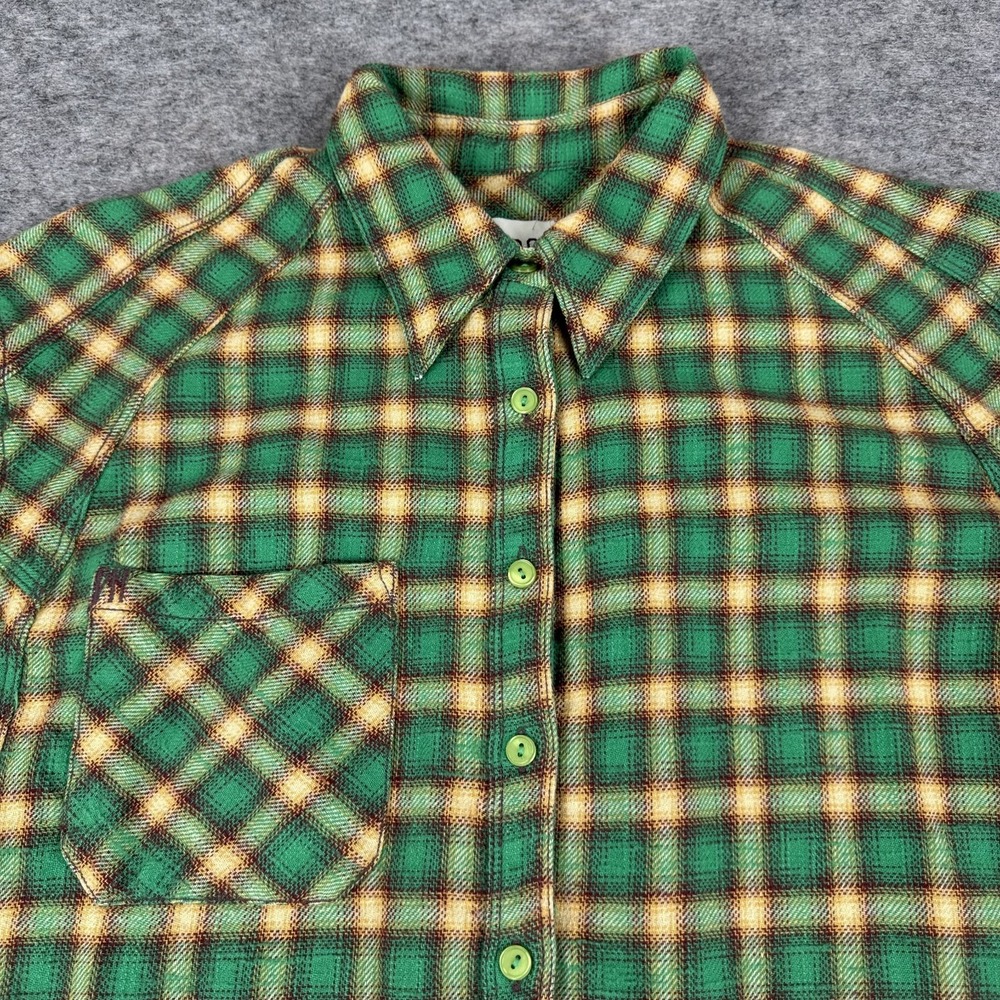 BDG Brixton Flannel Button Up Shirt Long Sleeve Plaid Frayed Hem Womens Small S - Picture 3 of 13